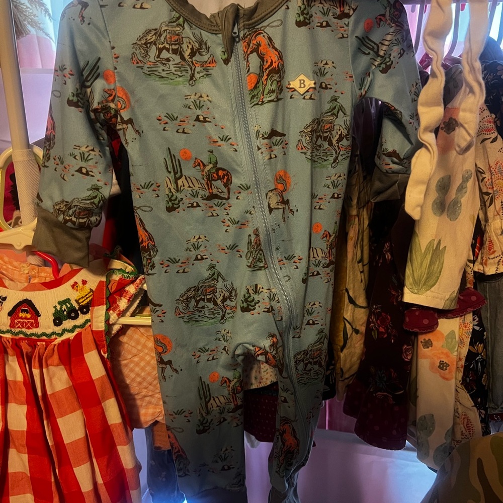 BURLEBO Blue Kids One Piece with Animal Print